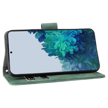For Samsung Galaxy S22 5G Skin Feel Magnetic Buckle Calf Texture PU Phone Case(Green)-garmade.com