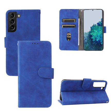 For Samsung Galaxy S22+ 5G Skin Feel Magnetic Buckle Calf Texture PU Phone Case(Blue)-garmade.com