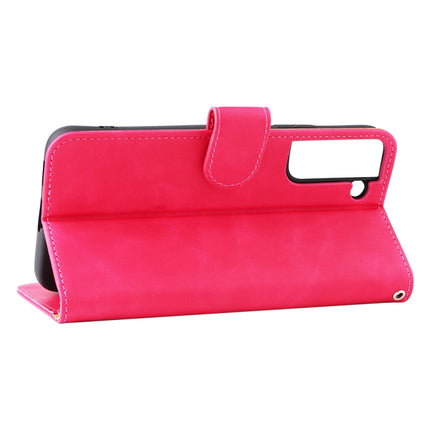 For Samsung Galaxy S22+ 5G Skin Feel Magnetic Buckle Calf Texture PU Phone Case(Rose Red)-garmade.com
