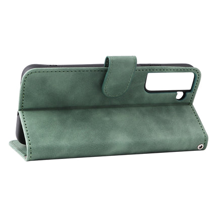 For Samsung Galaxy S22+ 5G Skin Feel Magnetic Buckle Calf Texture PU Phone Case(Green)-garmade.com