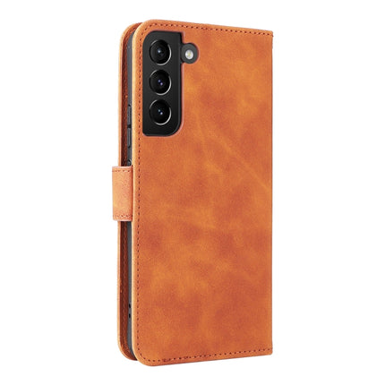 For Samsung Galaxy S22+ 5G Skin Feel Magnetic Buckle Calf Texture PU Phone Case(Brown)-garmade.com