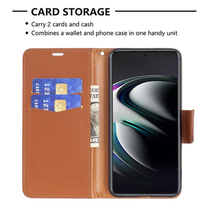 For Samsung Galaxy S22+ 5G Litchi Texture Pure Color Horizontal Flip Leather Phone Case with Holder & Card Slots & Wallet & Lanyard(Brown)-garmade.com