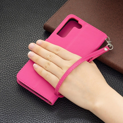 For Samsung Galaxy S22+ 5G Litchi Texture Pure Color Horizontal Flip Leather Phone Case with Holder & Card Slots & Wallet & Lanyard(Rose Red)-garmade.com