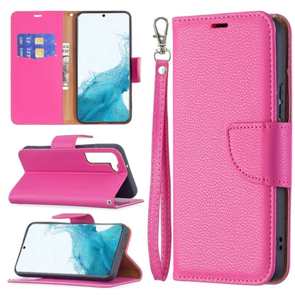 For Samsung Galaxy S22+ 5G Litchi Texture Pure Color Horizontal Flip Leather Phone Case with Holder & Card Slots & Wallet & Lanyard(Rose Red)-garmade.com