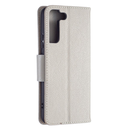 For Samsung Galaxy S22+ 5G Litchi Texture Pure Color Horizontal Flip Leather Phone Case with Holder & Card Slots & Wallet & Lanyard(Grey)-garmade.com