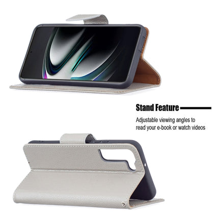For Samsung Galaxy S22+ 5G Litchi Texture Pure Color Horizontal Flip Leather Phone Case with Holder & Card Slots & Wallet & Lanyard(Grey)-garmade.com