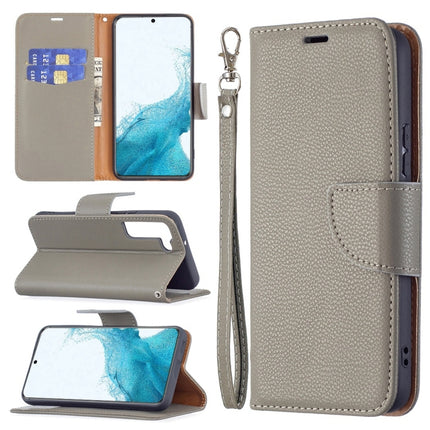 For Samsung Galaxy S22+ 5G Litchi Texture Pure Color Horizontal Flip Leather Phone Case with Holder & Card Slots & Wallet & Lanyard(Grey)-garmade.com