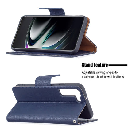 For Samsung Galaxy S22+ 5G Litchi Texture Pure Color Horizontal Flip Leather Phone Case with Holder & Card Slots & Wallet & Lanyard(Dark Blue)-garmade.com