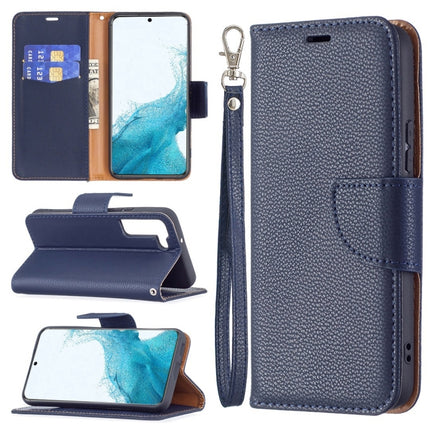 For Samsung Galaxy S22+ 5G Litchi Texture Pure Color Horizontal Flip Leather Phone Case with Holder & Card Slots & Wallet & Lanyard(Dark Blue)-garmade.com