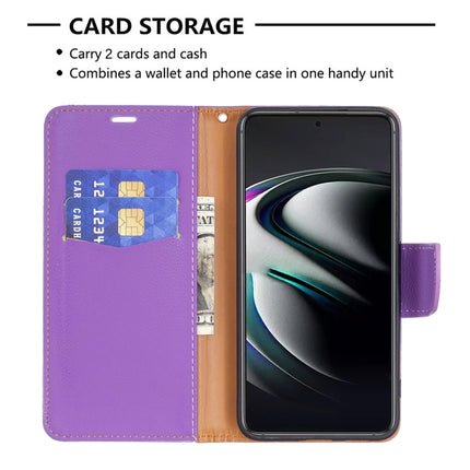 For Samsung Galaxy S22+ 5G Litchi Texture Pure Color Horizontal Flip Leather Phone Case with Holder & Card Slots & Wallet & Lanyard(Purple)-garmade.com