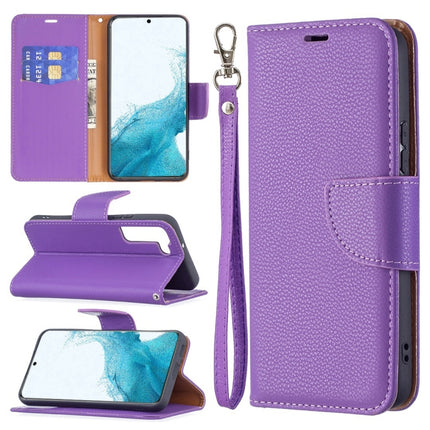 For Samsung Galaxy S22+ 5G Litchi Texture Pure Color Horizontal Flip Leather Phone Case with Holder & Card Slots & Wallet & Lanyard(Purple)-garmade.com