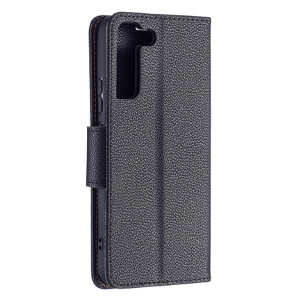 For Samsung Galaxy S22+ 5G Litchi Texture Pure Color Horizontal Flip Leather Phone Case with Holder & Card Slots & Wallet & Lanyard(Black)-garmade.com