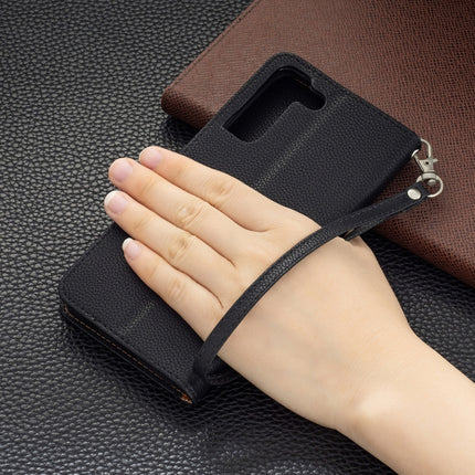 For Samsung Galaxy S22+ 5G Litchi Texture Pure Color Horizontal Flip Leather Phone Case with Holder & Card Slots & Wallet & Lanyard(Black)-garmade.com