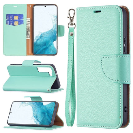 For Samsung Galaxy S22+ 5G Litchi Texture Pure Color Horizontal Flip Leather Phone Case with Holder & Card Slots & Wallet & Lanyard(Green)-garmade.com