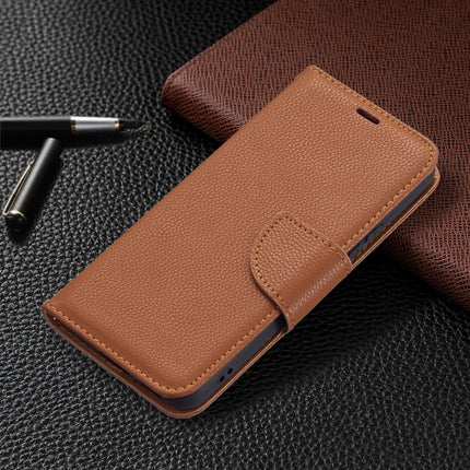 For Samsung Galaxy S22 5G Litchi Texture Pure Color Horizontal Flip Leather Phone Case with Holder & Card Slots & Wallet & Lanyard(Brown)-garmade.com