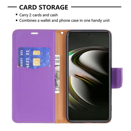 For Samsung Galaxy S22 5G Litchi Texture Pure Color Horizontal Flip Leather Phone Case with Holder & Card Slots & Wallet & Lanyard(Purple)-garmade.com