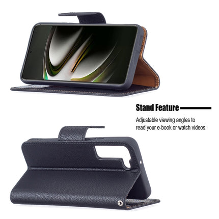 For Samsung Galaxy S22 5G Litchi Texture Pure Color Horizontal Flip Leather Phone Case with Holder & Card Slots & Wallet & Lanyard(Black)-garmade.com