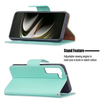 For Samsung Galaxy S22 5G Litchi Texture Pure Color Horizontal Flip Leather Phone Case with Holder & Card Slots & Wallet & Lanyard(Green)-garmade.com
