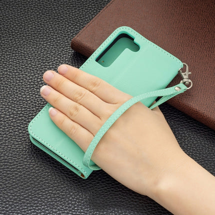 For Samsung Galaxy S22 5G Litchi Texture Pure Color Horizontal Flip Leather Phone Case with Holder & Card Slots & Wallet & Lanyard(Green)-garmade.com