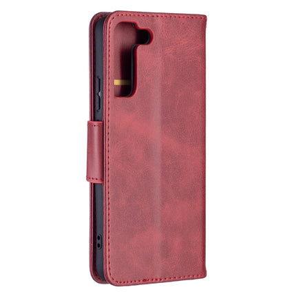 For Samsung Galaxy S22+ 5G Retro Lambskin Texture Pure Color Horizontal Flip Leather Phone Case with Holder & Card Slots & Wallet & Lanyard(Red)-garmade.com