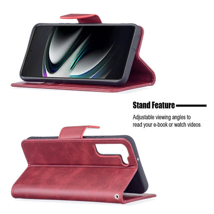 For Samsung Galaxy S22+ 5G Retro Lambskin Texture Pure Color Horizontal Flip Leather Phone Case with Holder & Card Slots & Wallet & Lanyard(Red)-garmade.com