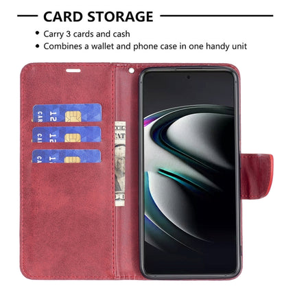 For Samsung Galaxy S22+ 5G Retro Lambskin Texture Pure Color Horizontal Flip Leather Phone Case with Holder & Card Slots & Wallet & Lanyard(Red)-garmade.com