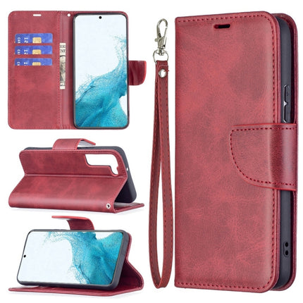 For Samsung Galaxy S22+ 5G Retro Lambskin Texture Pure Color Horizontal Flip Leather Phone Case with Holder & Card Slots & Wallet & Lanyard(Red)-garmade.com