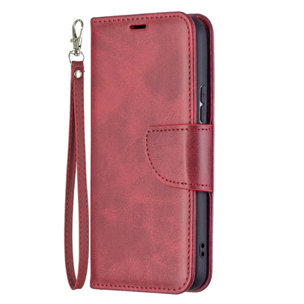 For Samsung Galaxy S22 5G Retro Lambskin Texture Pure Color Horizontal Flip Leather Phone Case with Holder & Card Slots & Wallet & Lanyard(Red)-garmade.com