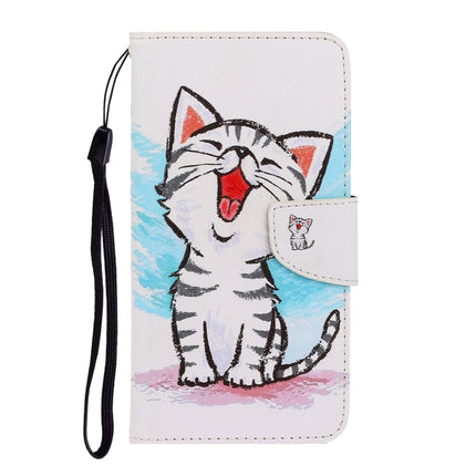 3D Colored Drawing Horizontal Flip Leather Phone Case For iPhone 13 mini(Red Mouth Cat)-garmade.com