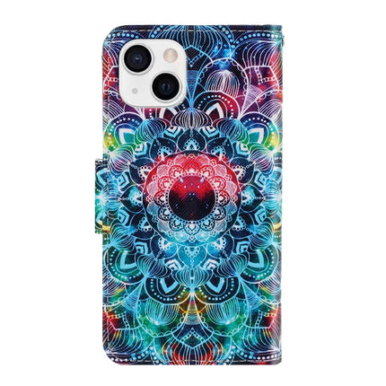 3D Colored Drawing Horizontal Flip Leather Phone Case For iPhone 13 mini(Mandala)-garmade.com