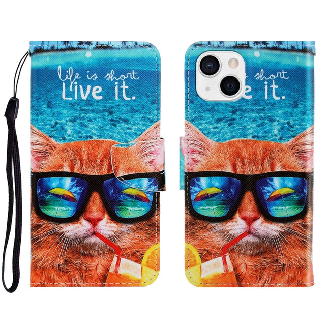 3D Colored Drawing Horizontal Flip Leather Phone Case For iPhone 13 mini(Underwater Cat)-garmade.com