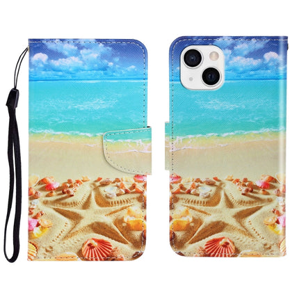 3D Colored Drawing Horizontal Flip Leather Phone Case For iPhone 13 mini(Pentagram)-garmade.com