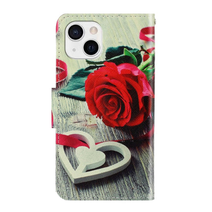 3D Colored Drawing Horizontal Flip Leather Phone Case For iPhone 13 mini(Red Rose)-garmade.com