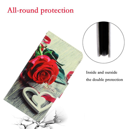 3D Colored Drawing Horizontal Flip Leather Phone Case For iPhone 13 mini(Red Rose)-garmade.com