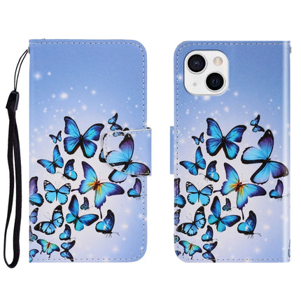 3D Colored Drawing Horizontal Flip Leather Phone Case For iPhone 13 mini(Multiple Butterflies)-garmade.com