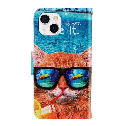 3D Colored Drawing Horizontal Flip Leather Phone Case For iPhone 13(Underwater Cat)-garmade.com
