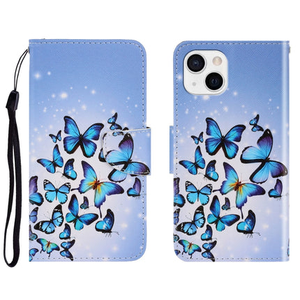 3D Colored Drawing Horizontal Flip Leather Phone Case For iPhone 13(Multiple Butterflies)-garmade.com