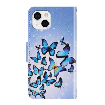 3D Colored Drawing Horizontal Flip Leather Phone Case For iPhone 13(Multiple Butterflies)-garmade.com