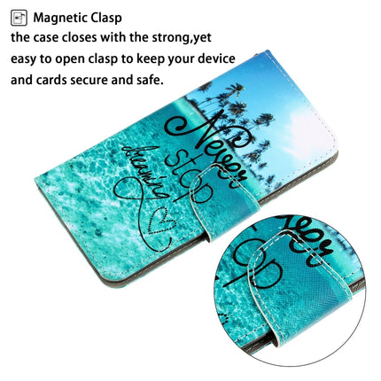 3D Colored Drawing Horizontal Flip Leather Phone Case For iPhone 13(Blue Coconut Grove)-garmade.com