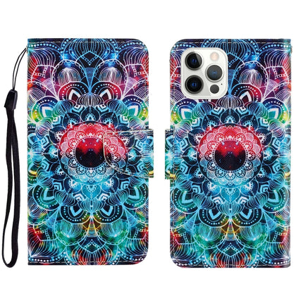 3D Colored Drawing Horizontal Flip Leather Phone Case For iPhone 13 Pro(Mandala)-garmade.com