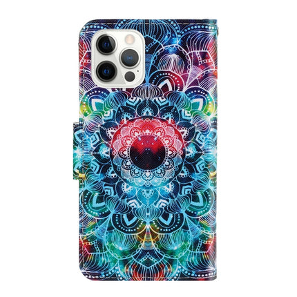 3D Colored Drawing Horizontal Flip Leather Phone Case For iPhone 13 Pro(Mandala)-garmade.com