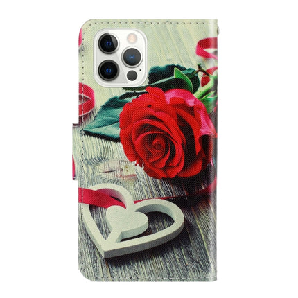 3D Colored Drawing Horizontal Flip Leather Phone Case For iPhone 13 Pro(Red Rose)-garmade.com