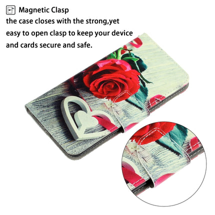 3D Colored Drawing Horizontal Flip Leather Phone Case For iPhone 13 Pro(Red Rose)-garmade.com