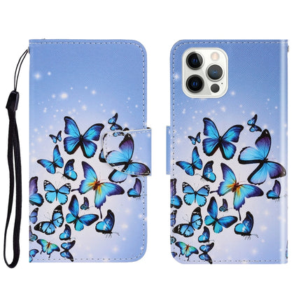 3D Colored Drawing Horizontal Flip Leather Phone Case For iPhone 13 Pro(Multiple Butterflies)-garmade.com