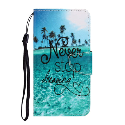 3D Colored Drawing Horizontal Flip Leather Phone Case For iPhone 13 Pro(Blue Coconut Grove)-garmade.com