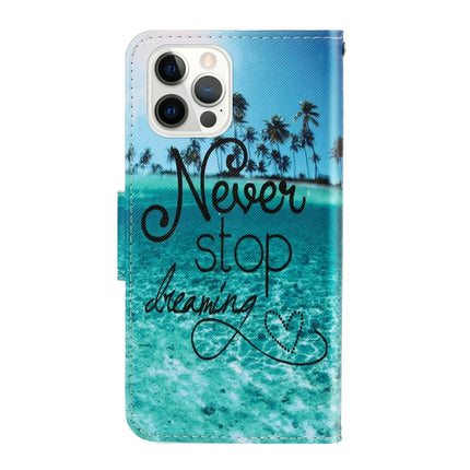 3D Colored Drawing Horizontal Flip Leather Phone Case For iPhone 13 Pro(Blue Coconut Grove)-garmade.com