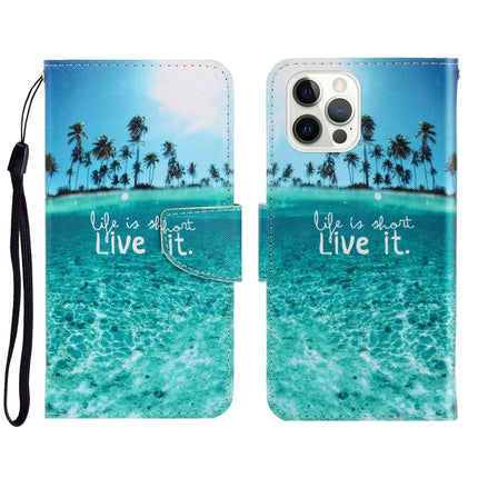 3D Colored Drawing Horizontal Flip Leather Phone Case For iPhone 13 Pro(Coconut Tree)-garmade.com