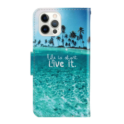 3D Colored Drawing Horizontal Flip Leather Phone Case For iPhone 13 Pro(Coconut Tree)-garmade.com