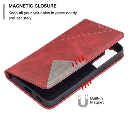 For Samsung Galaxy S22 5G Prismatic Invisible Magnetic Horizontal Flip Phone Leather Case with Holder & Card Slots & Photo Frame(Red)-garmade.com
