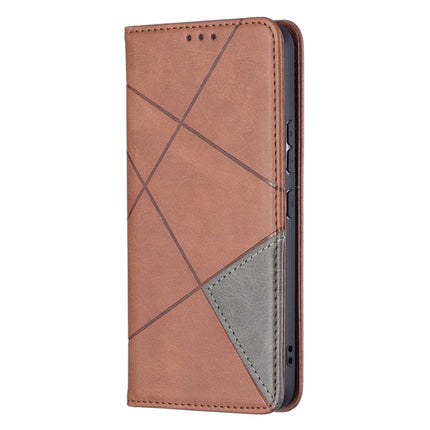 For Samsung Galaxy S22 5G Prismatic Invisible Magnetic Horizontal Flip Phone Leather Case with Holder & Card Slots & Photo Frame(Brown)-garmade.com